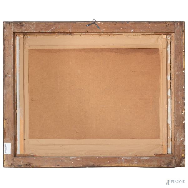 Carlo Quaglia (1903-1970), Scorcio con tetti, olio su compensato, cm 50x70 , firmato in basso, en...