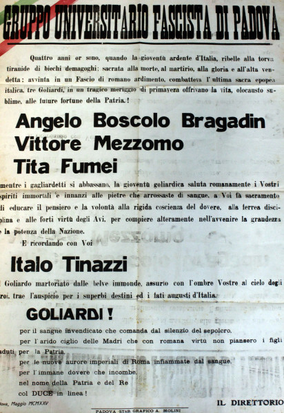 Manifesto Guf Padova 1925, cm 140x100, (difetti sulla carta)