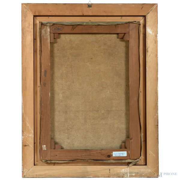 Guido Bartoli, Barca a vela, olio su tela, cm 65,5x55,5, entro cornice