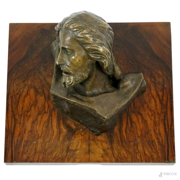 Andrea Lippi - Testa di Cristo, scultura a rilievo in bronzo, cm h 20.