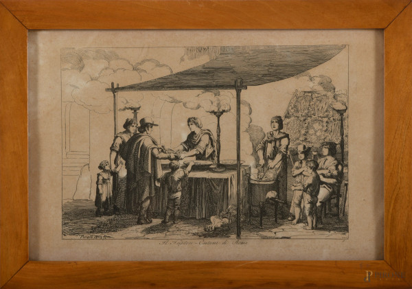 Lotto di 24 incisioni di Bartolomeo Pinelli, cm 23x36 entro cornice, (difetti, gore e tracce di u...