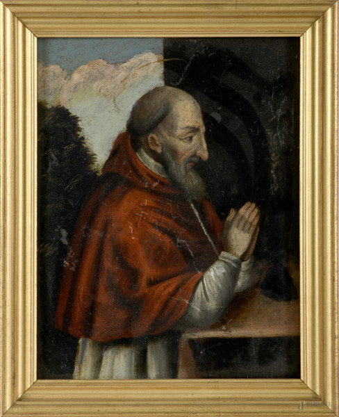 Santo, olio su tavola, XIX secolo, cm 23x18 entro cornice