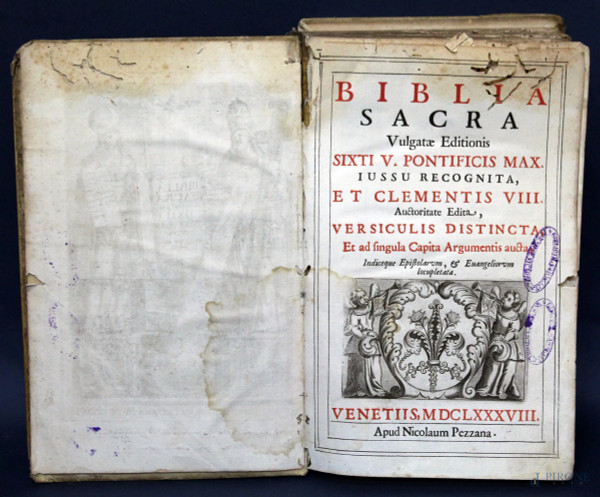 Sacra Bibbia con illustrazioni, editore Pezzana, Venezia 1687.