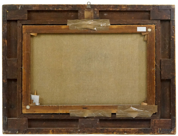 Vittorio Avondo (1836-1910) attr.a, Paesaggio con figure, olio su tela, cm 61x92, entro cornice.