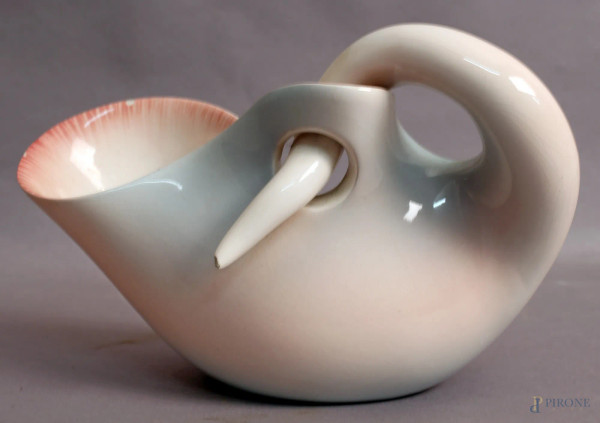 Centrotavola in ceramica smaltata, marcata VI.BI.Torino, H 16 cm, sbeccature.