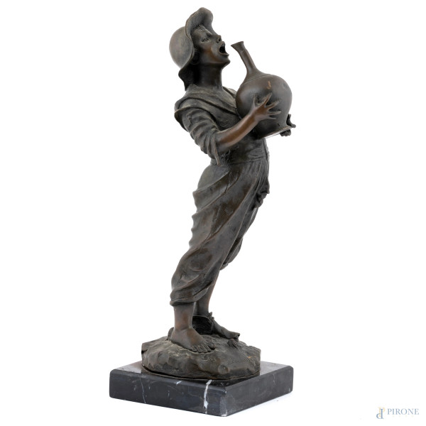 L' ebrezza (da Costantino Barbella), XX secolo, scultura in bronzo su base in marmo, altezza cm 40,5, firmata alla base