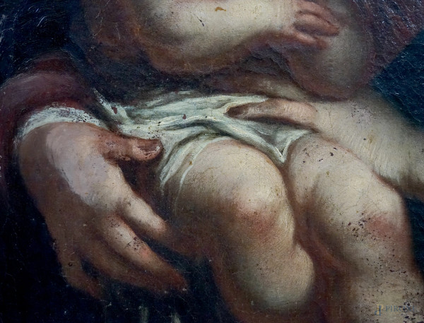Scuola dell'Italia centro-meridionale del XVIII secolo, Madonna con Bambino, olio su tela, cm 63,...