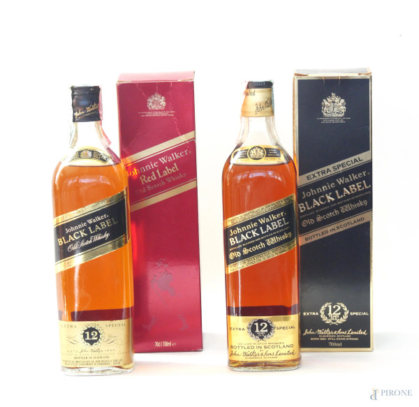 Lotto di due bottiglie Johnnie Walker Old Scotch Whisky