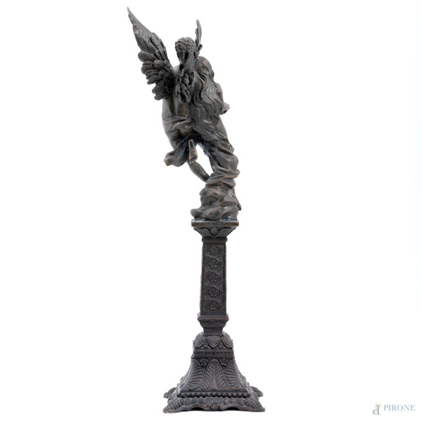 Amore e Psiche, XX secolo, scultura in bronzo, altezza cm 48,5