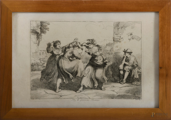 Lotto di 24 incisioni di Bartolomeo Pinelli, cm 23x36 entro cornice, (difetti, gore e tracce di u...