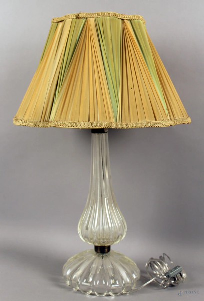 Lampada da tavolo in vetro di Murano, anni &#39;60. altezza 65 cm.
