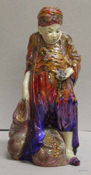 Mercante di pietre, scultura in porcellana policroma, marcata, fine XIX sec.