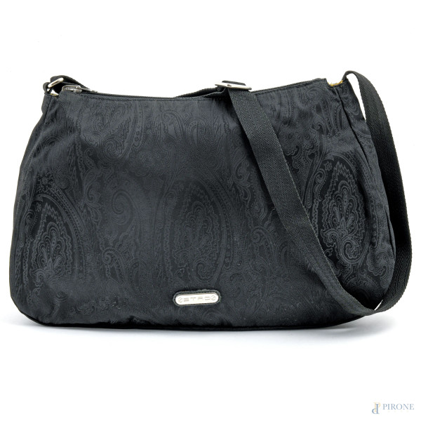 Borsa Etro in tela nera, cm 25,5x37x7, (segni di usura)