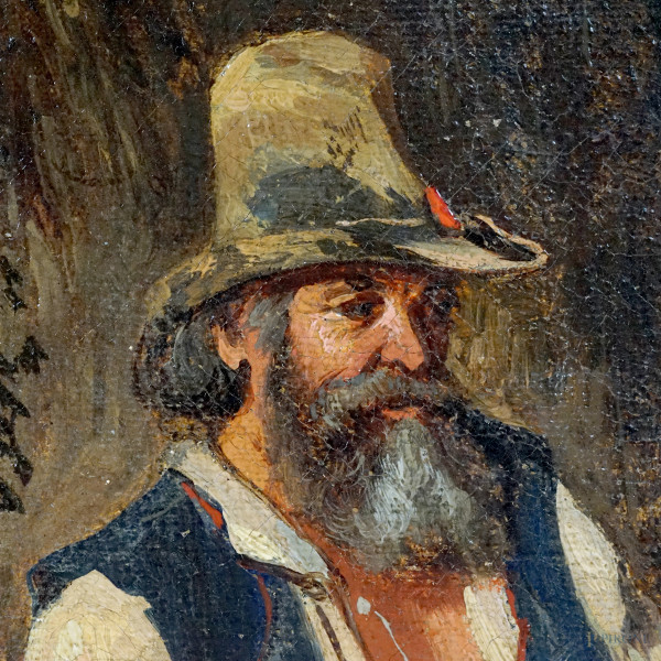 Il brigante, olio su tela, firmato e datato in basso a destra Fil Palizzi [18]65, cm 31x24, entro...