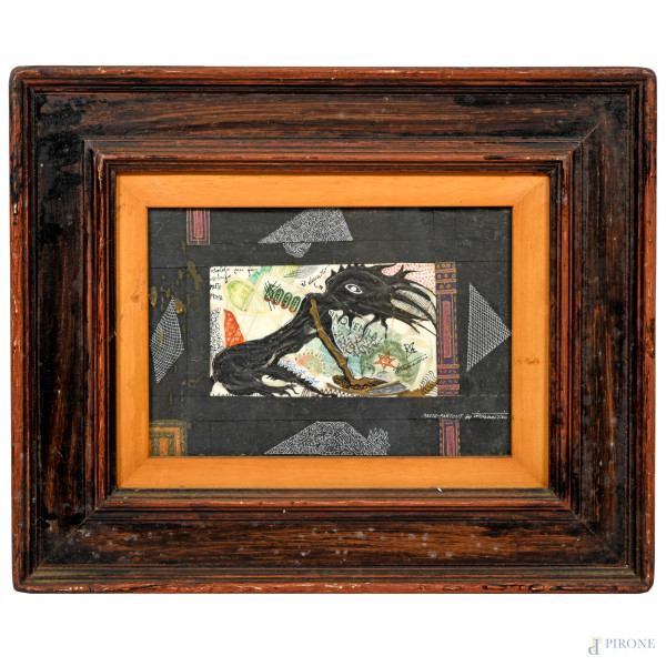 Giuseppe Vittorio Scapigliati, detto il "Toscanaccio" (1946) Senza Titolo, tecnica mista su cartoncino, cm 18x24 entro cornice