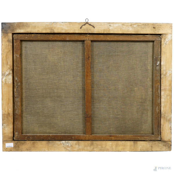 Scuola nord-europea del XVIII secolo, Natura morta con cacciagione entro un paesaggio, olio su te...