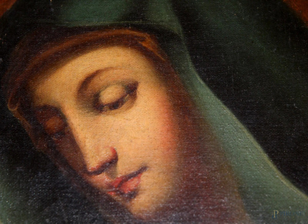 Madonna, olio su tela, 27x22, entro cornice firmato e datato 