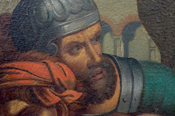 Gesù condannato a morte (Via Crucis I), XIX secolo, olio su tela, cm 94x71, entro cornice