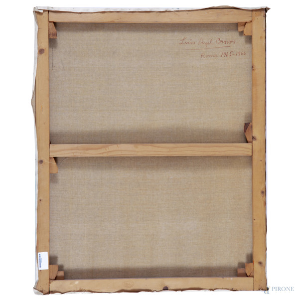 Ritratto di donna con ventaglio, XX secolo, olio su tela, cm 95,5x77