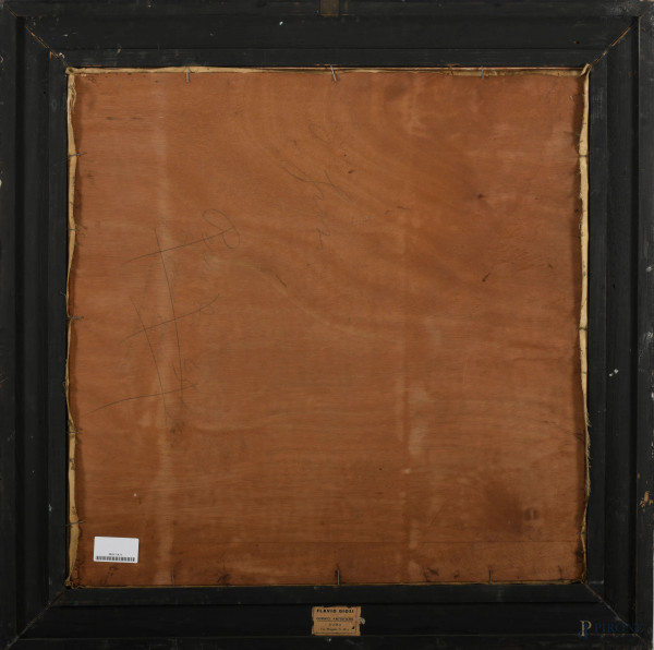 Ritratto di Asvero Gravelli, tecnica mista su tessuto, cm 67x67, firmato dall'artista e dedicato ...