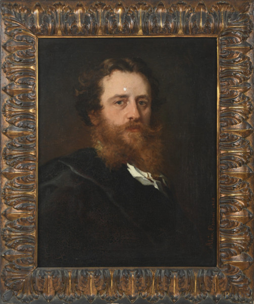 Alessandro Ossani (att. seconda metà XIX secolo), Ritratto di gentiluomo, olio su tela, cm 63x50, firmato e datato "1868" a destra, entro cornice, (craquelure, restauri)