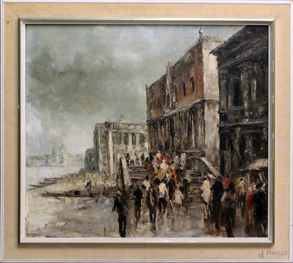 Scorcio di Venezia, olio su tela 70x80 cm, firmato, entro cornice.