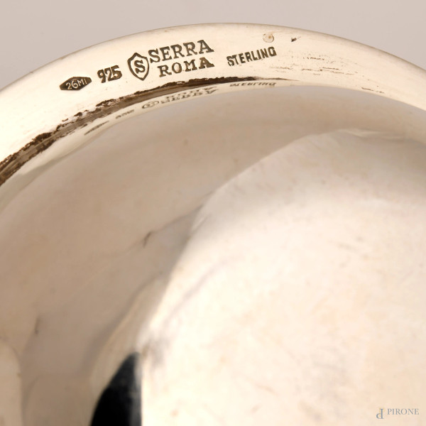 Lotto in argento e giada composto da un'antipastiera, una paletta e un cofanetto, peso lordo comp...