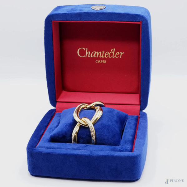 Chantecler - Capri, Bracciale modello Suamèm in oro 18 KT e diamanti, lunghezza da aperto cm 17, lordo lordo gr. 44,6, entro custodia originale.