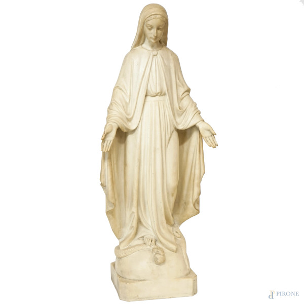 Immacolata Concezione, scultura in polvere di marmo, XX secolo, altezza cm 62,5, (difetti)