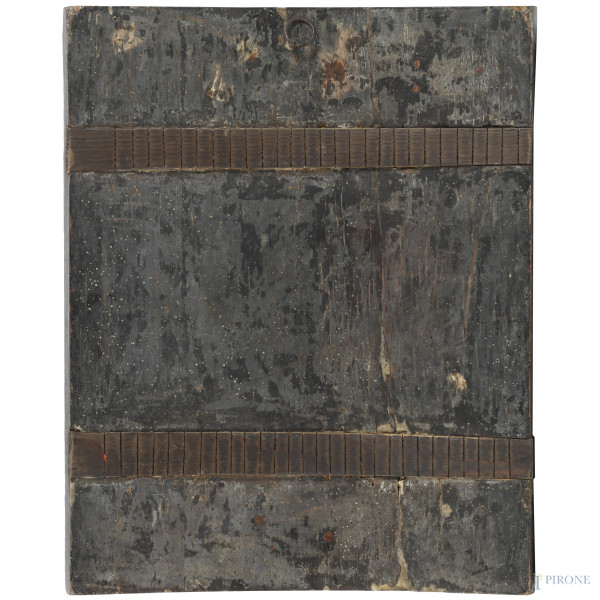 Icona raffigurante San Giovanni Battista, XIX secolo, tempera su tavola, cm 56,5x45, (segni di us...