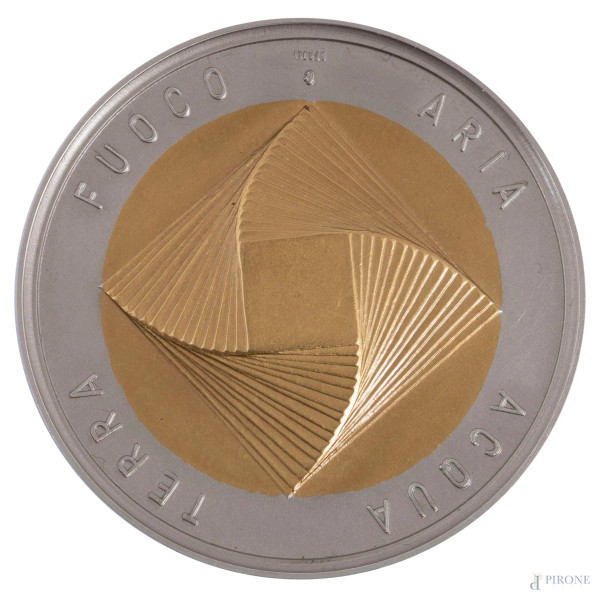 Mario Ceroli x Italstat, Moneta bimetallica in cupronichel e bronzital, diametro cm 5