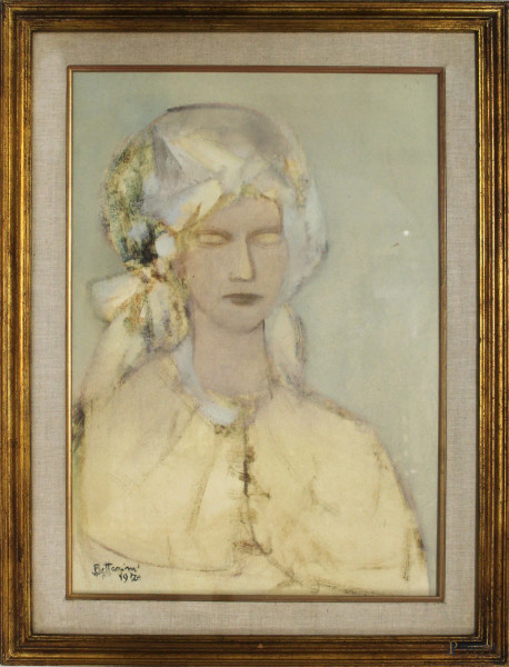 Lido Bettarini - Ritratto di donna, olio su tela, cm 70 x 50, entro cornice.