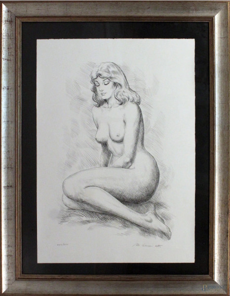Marcello Cassinari, Nudo, litografia XXIV/XXV, cm 70x50, entro cornice.