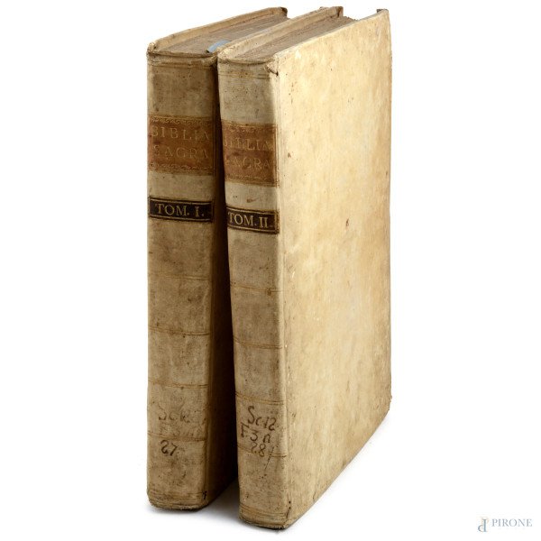 Biblia Sacra Vulgatae Editionis Sixti Quinto Pontificis Maximi[…], 1714, (gore, umidità, strappi)