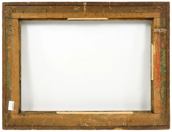 Cornice del XIX secolo in legno e pastiglia dorati, ingombro cm 80x103, battuta cm 59,5x83, (dife...