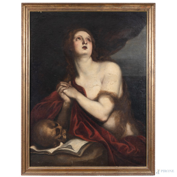 Maddalena penitente (da Antoon van Dyck 1599-1641), XVII-XVIII secolo, olio su tela, cm 99x75,5,  entro cornice, (restauri)