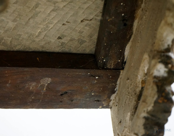Consolle in legno intagliato e argentato a mecca, XVIII-XIX secolo, con piano mistilineo lastrona...