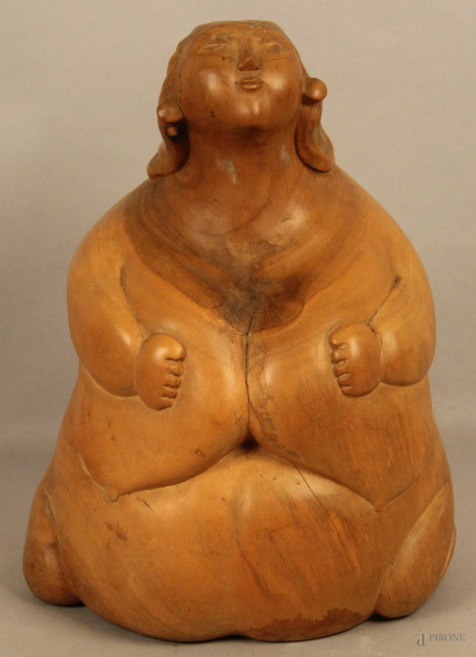 Figura, scultura in legno, H 31 cm.