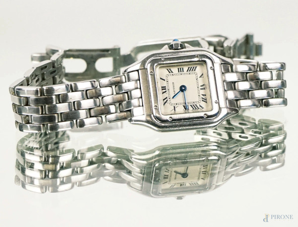 Cartier, orologio da donna a quarzo in acciaio, (meccanismo da revisionare).