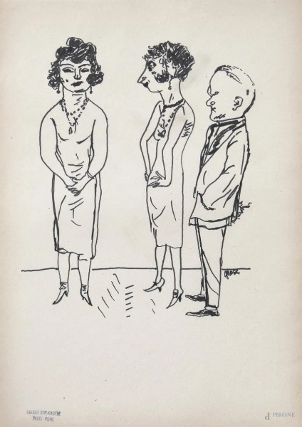 Figure, disegno su carta a tecnica mista cm 29 x 21. Provenienza Galerie Rive Gauche Paris, firmato