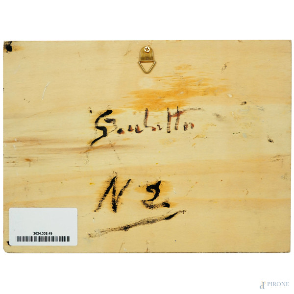 Alberi, olio su compensato, firmato in basso a destra Bocchetti, cm 17,9x24