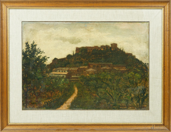 Rocca Malatesta Cesena, olio su cartone pressato, cm 35x49, firmato, entro cornice