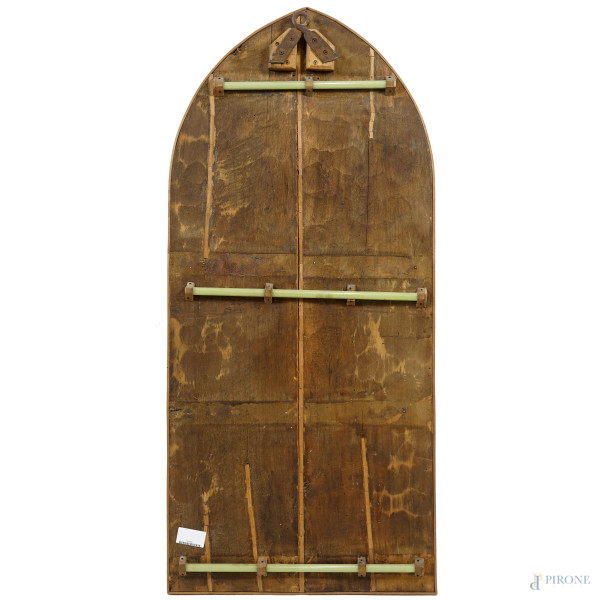 Anonimo senese del XIX-XX secolo, Madonna con il Bambino in trono, olio su tavola, cm 118,5x53,5