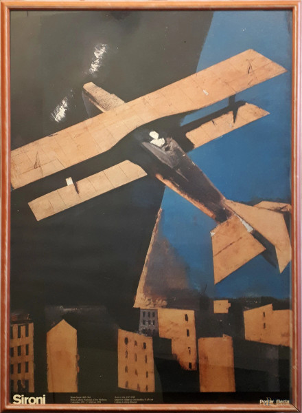 Mario Sironi, raro manifesto relativo alla mostra alla Galleria Nazionale di Arte Moderna di Roma del 1994 edito da Electa, cm 70x50, entro cornice