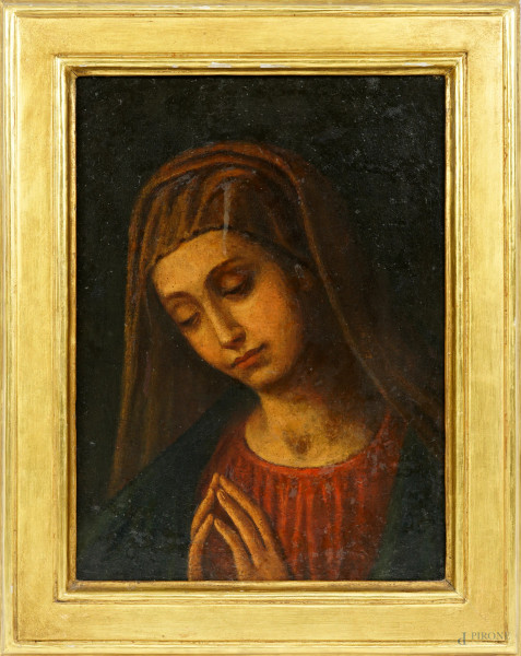 Scuola italiana del XVII secolo, Vergine in preghiera, olio su tela, cm 44x33, entro cornice