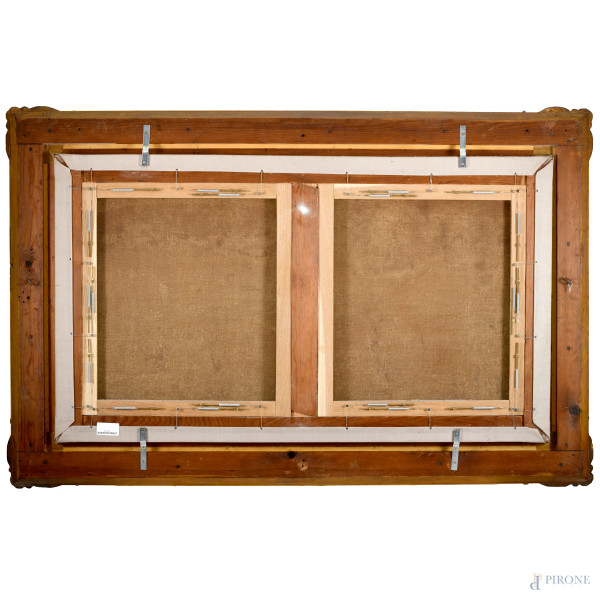 Veduta di Sorrento, olio su tela, XIX secolo, cm74x128, firmato in basso a sinistra, entro cornic...