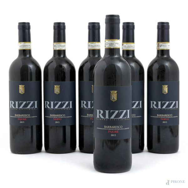 Lotto di sei bottiglie Barbaresco Rizzi, 2015