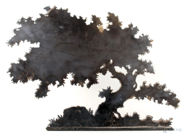Quercia, placca in metallo, cm h 31, XX secolo, (difetti)
