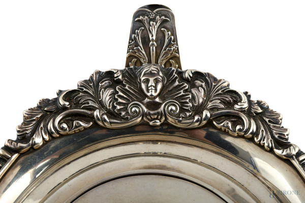 Teiera in argento inglese Elkington&Co 1909, cm 13,5x28x17, peso gr 860