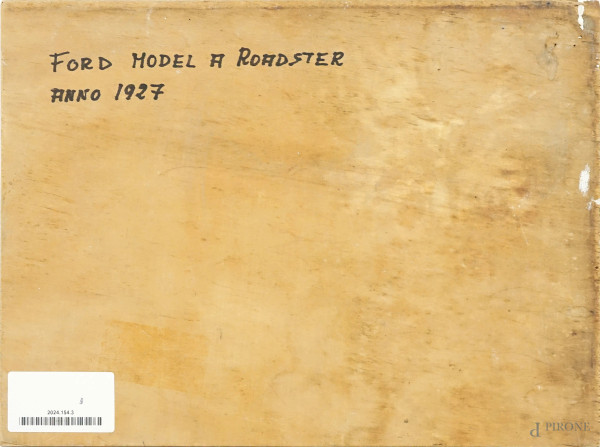 Ford model a Roadster anno 1927, olio su compensato, XX secolo, cm 24x32